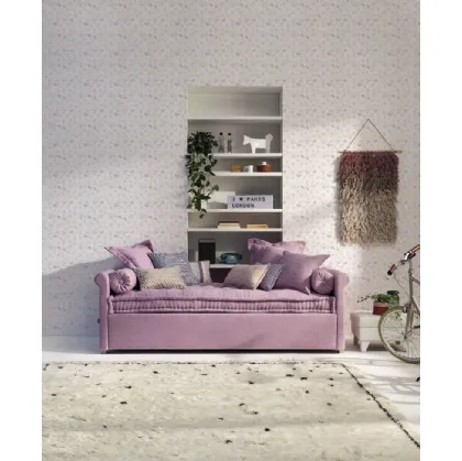 Daybed singolo Camelia Mod 31in tessuto con letto estraibile di Twils