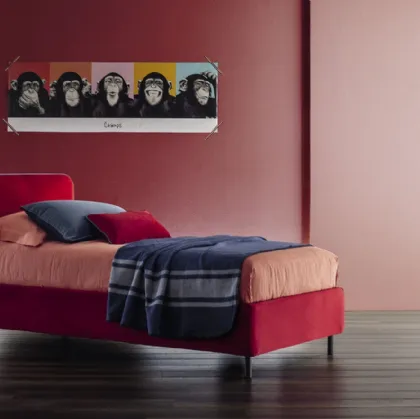 Letto singolo in tessuto con testiera Frick Round di Twils