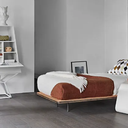 Letto singolo Thin in tessuto con testiera dal design minimale di Bonaldo