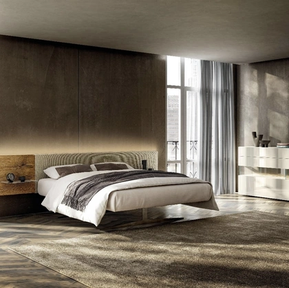 Letto con testiera in legno Steel 1717 di Lago