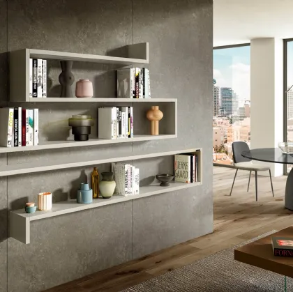 Libreria sospesa componibile LagoLinea Modulare laccata Bianca di Lago