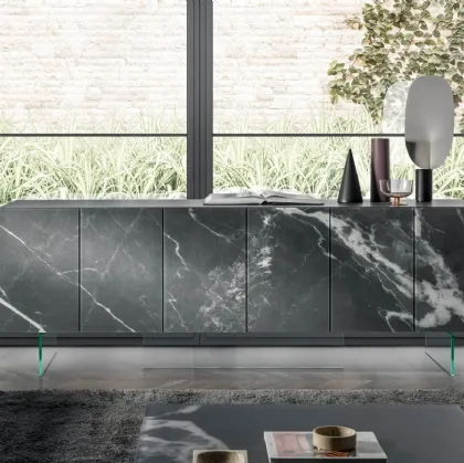 Madia 36e8 0699 in vetro effetto marmo Calacatta black matt XGlass di Lago