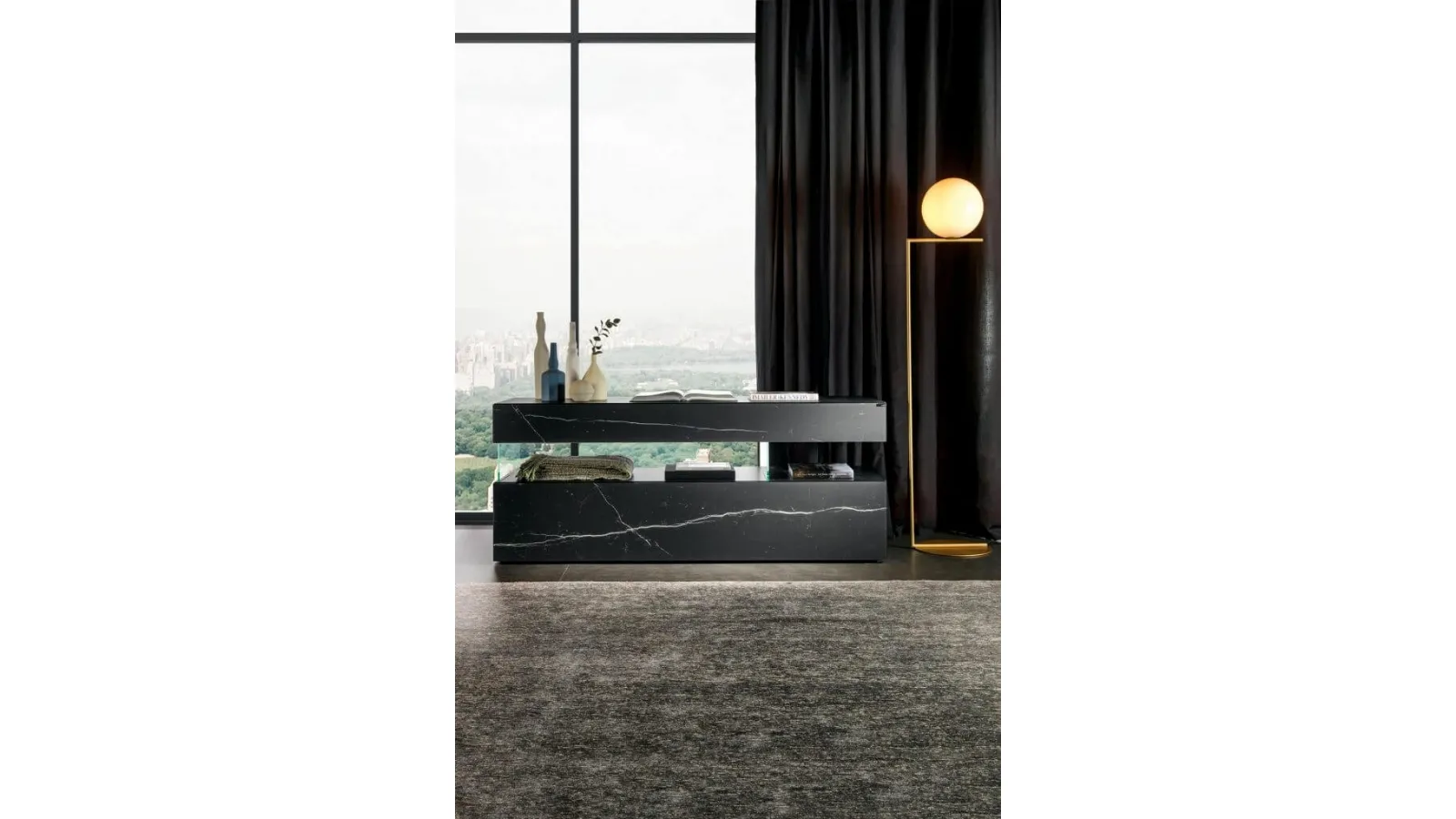 Madia Air 0862 in vetro finitura effetto marmo Marquina matt XGlass di Lago