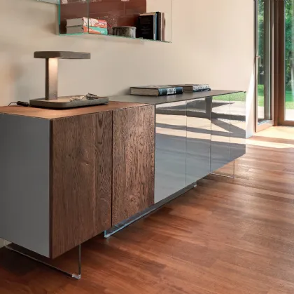 Madia 36e8 20500 in vetro lucido colore Ferro e legno di Rovere Wildwood scuro di Lago