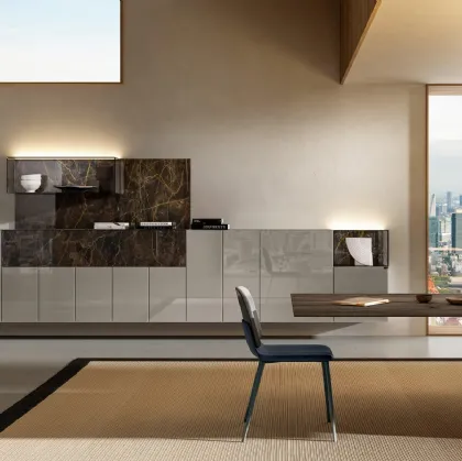 Mobile sospeso 36e8 Elegante in vetro laccato Grigio lucido di Lago