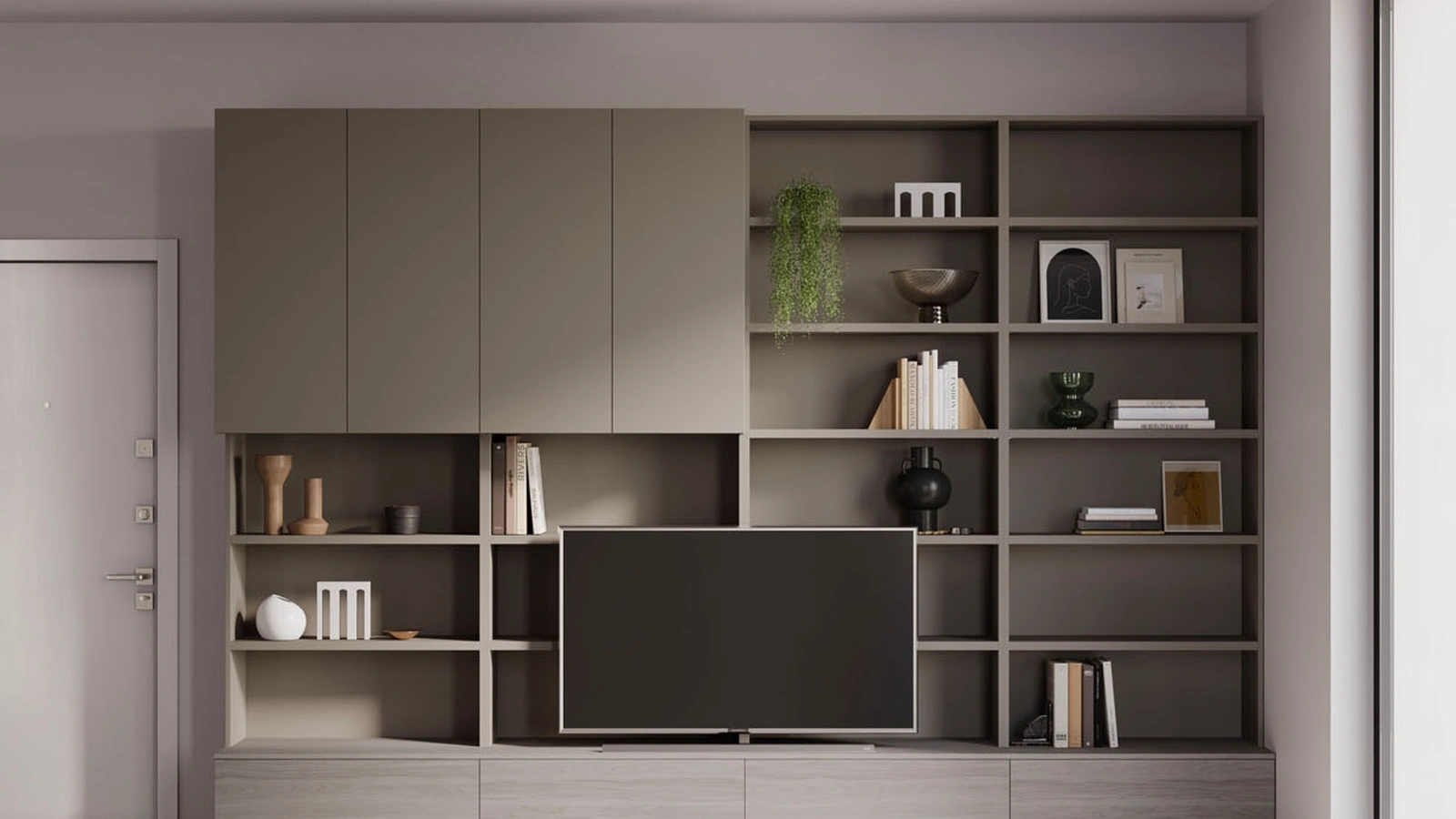 Parete Attrezzata Living Ossidato con libreria di Nardi Interni