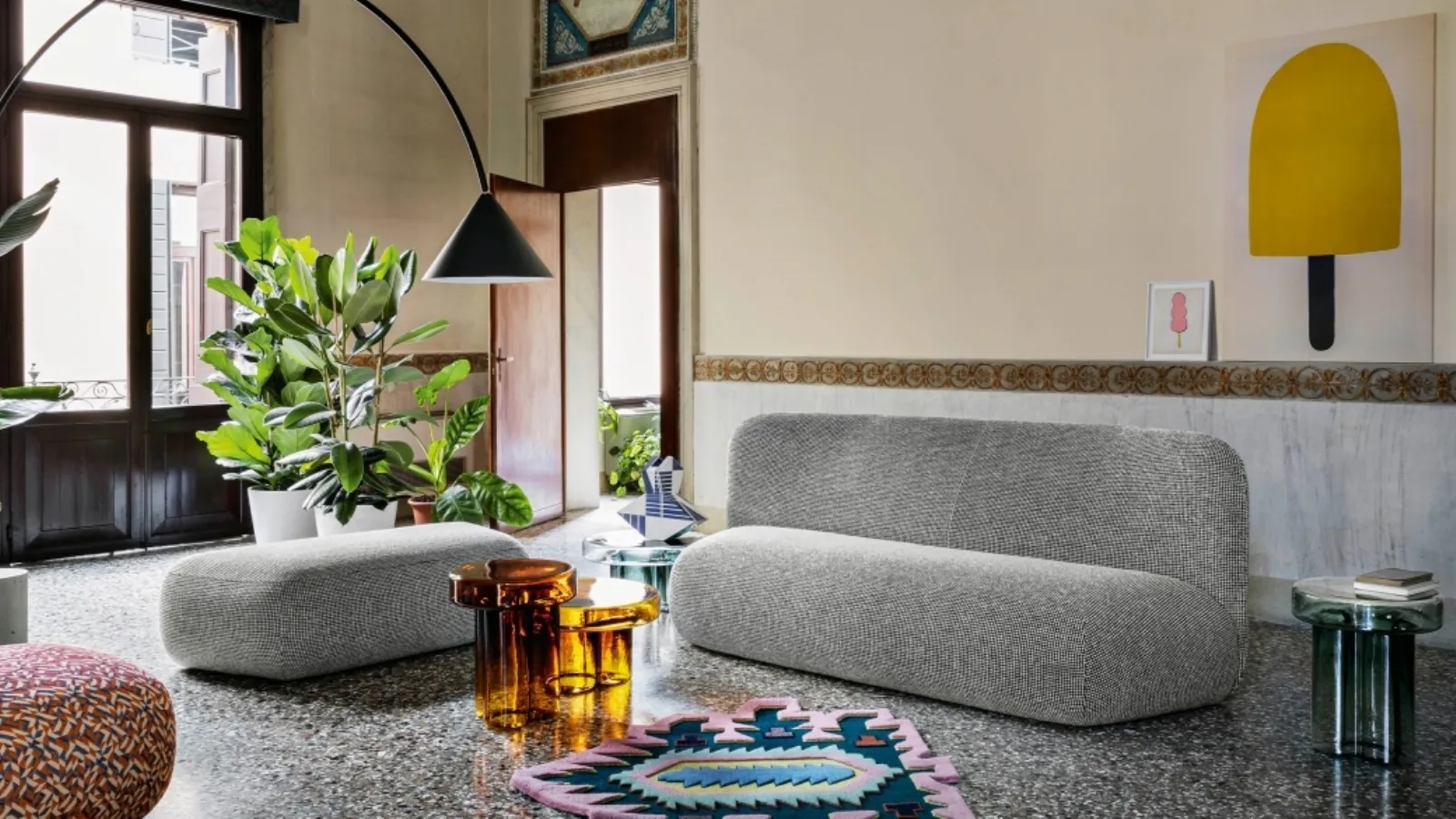 Divano lineare di design Botera Sofa in tessuto di Miniforms