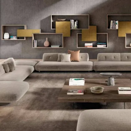 Divano componibile di design lineare in tessuto Sand 1137A di Lago