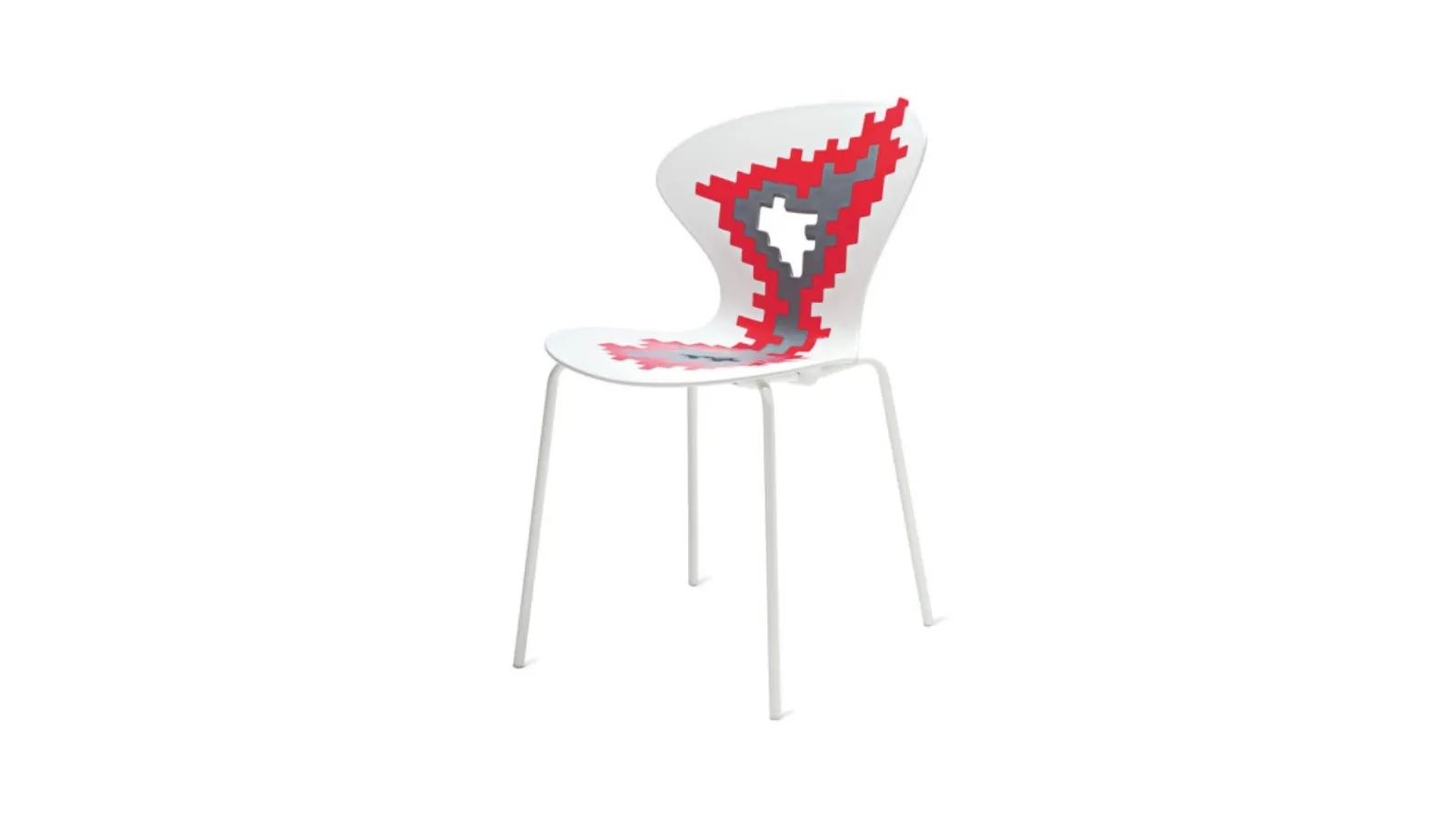 Sedia di design Pixel in tecnopolimero multicolore e gambe in metallo di Veneta Cucine