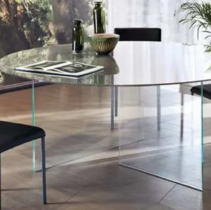 Tavolo Air Glass Rotondo in vetro temperato di Lago