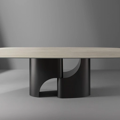 Tavolo Taijitu con top in ceramica di Bonaldo