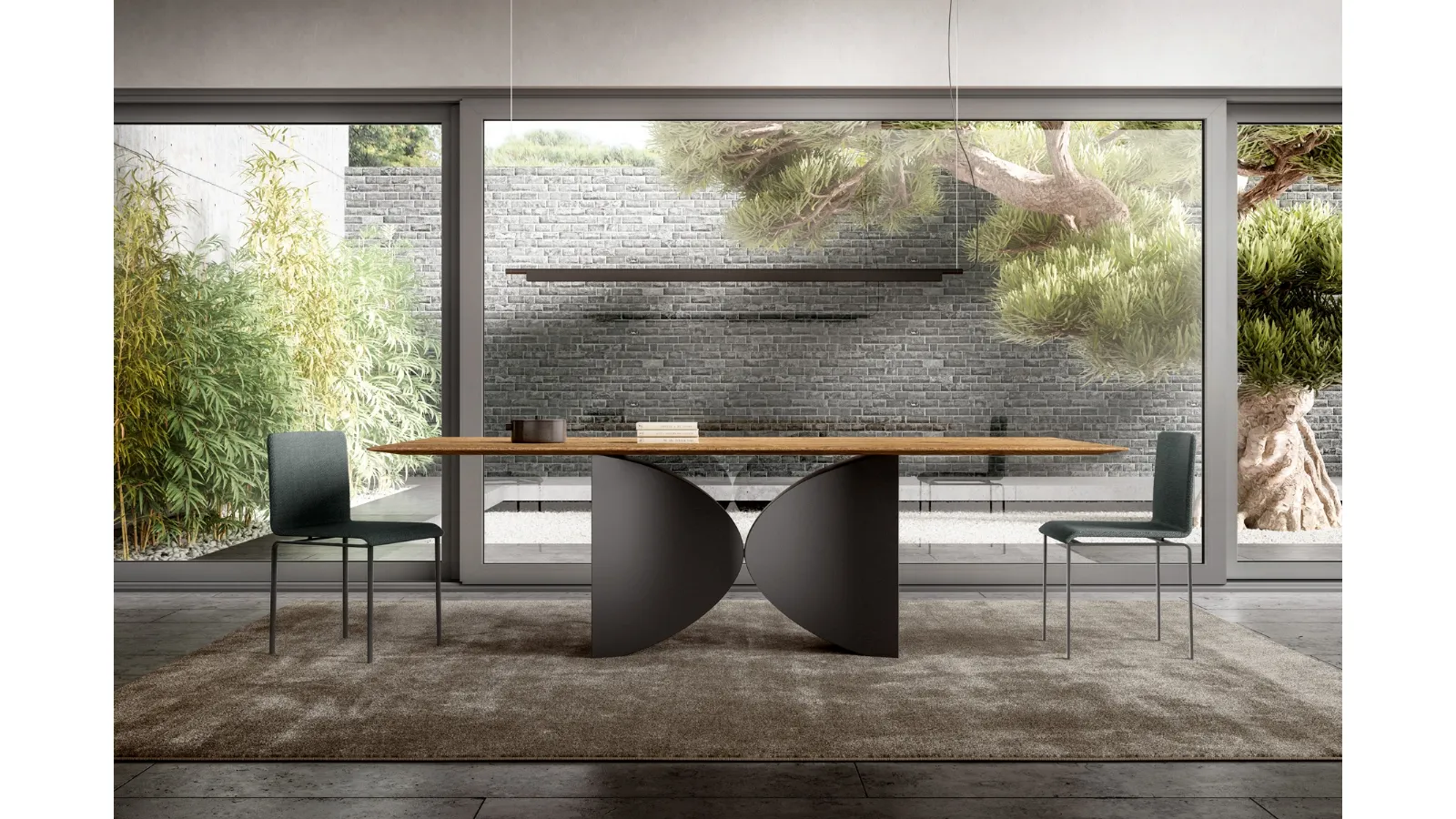 Tavolo Meet con top in Legno e base in metallo di Lago