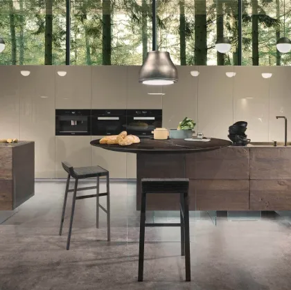 Cucina Design rotonda a isola in vetro effetto marmo Air Marble XGlass Marquina di Lago