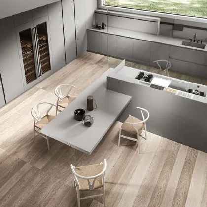 Cucina Design in Fenix Grigio con penisola Ak 04 03 di Arrital