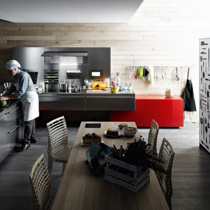Cucina Design angolare in acciaio Artematica Inox di Valcucine