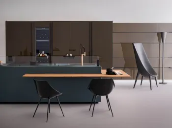 Cucina Design Artematica Vitrum Soft Outline in vetro opaco con profili in alluminio di Valcucine