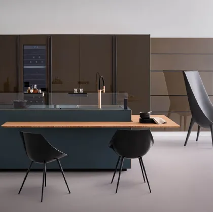 Cucina Design Artematica Vitrum Soft Outline in vetro opaco con profili in alluminio di Valcucine