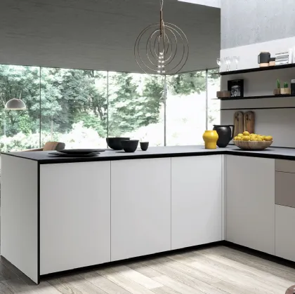 Cucina Design angolare Forma Mentis in materiali tecnologici di Valcucine