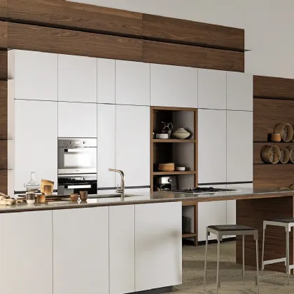 Cucina Design lineare Forma Mentis laccato Bianco Ghiaccio di Valcucine