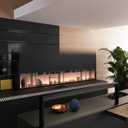 Cucina Design Genius Loci Vitrum opaco ardesia con cassetto a mosaico di Valcucine