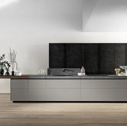 Cucina Design Genius Loci Vitrum opaco con cassetto in pietra di Valcucine