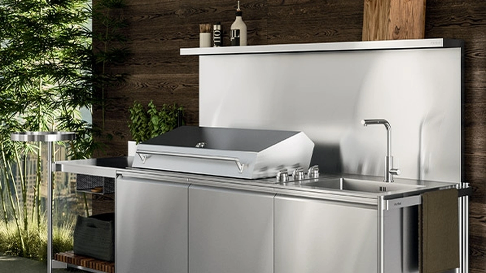 Cucina Design outdoor Solaria Lineare Monoblocco di Arrital