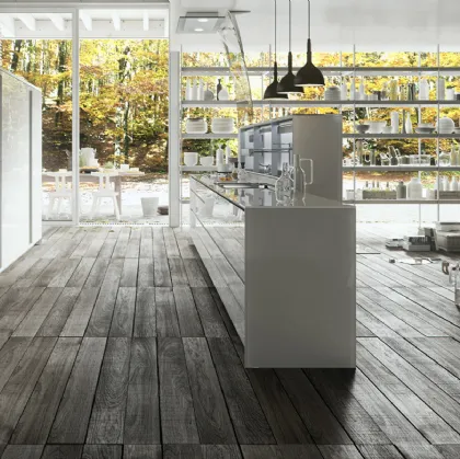 Cucina Design in linea Artematica Vitrum Bianco Lucido di Valcucine