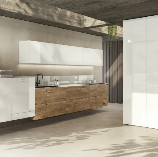 Cucina Design con penisola in laccato Grigio Londra Ak 07 06 di Arrital