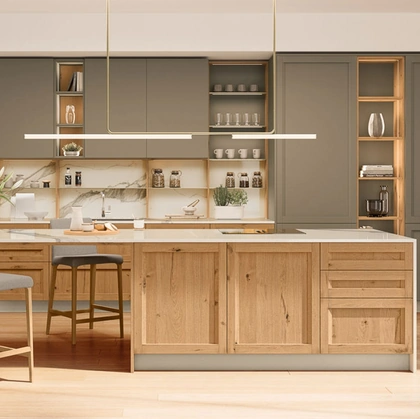 Cucina Moderna in rovere con penisola Milano 01 di Veneta Cucine