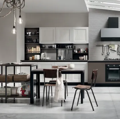 Cucina Moderna Start Time Go con penisola finitura Antracite e Sequoia Bianco di Veneta Cucine