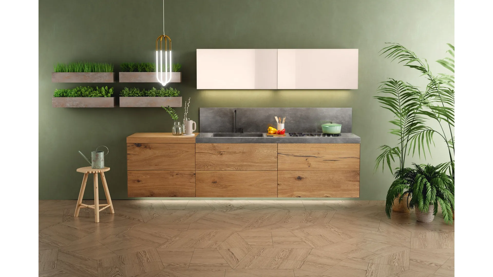 Cucina in linea con top in acciaio Steel Plus di LagoTitolo