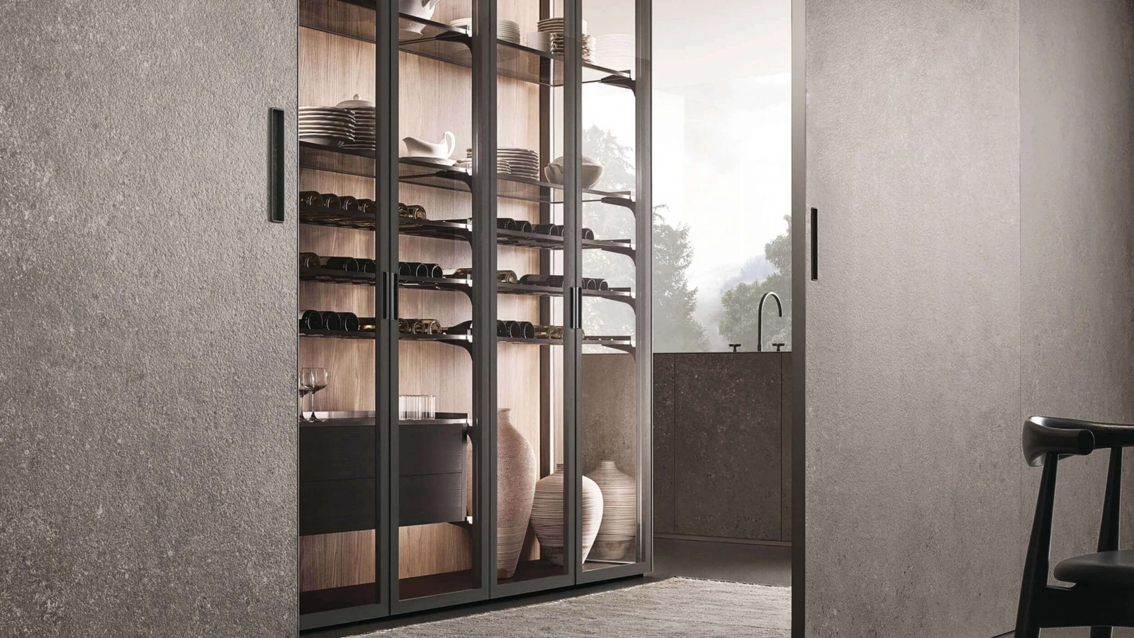 Porta per interni scorrevole Graphis Plus in Gres Piedra di Rimadesio