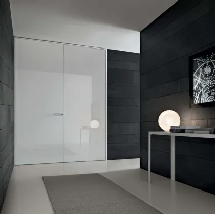 Porta per interni Link+ in vetro laccato Bianco Latte di Rimadesio