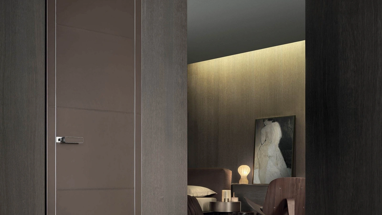 Porta per interni Luxor in cuoio fango di Rimadesio