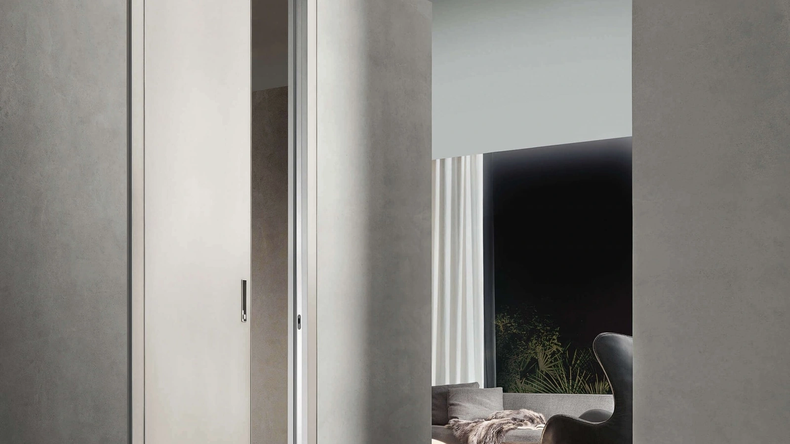 Porta per interni Luxor Scorrevole in laccato Lino opaco di Rimadesio
