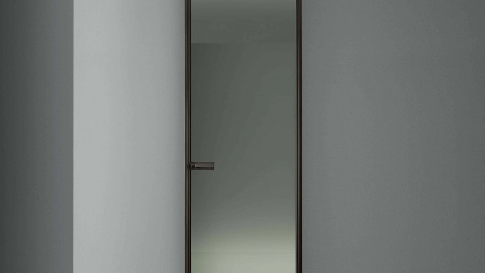 Porta per interni battente in vetro grigio con struttura in alluminio Spin di Rimadesio