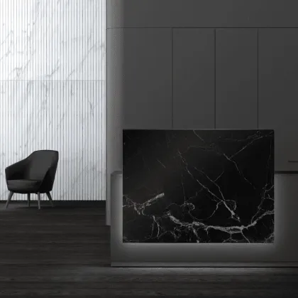 Mobile Ufficio Reception Lux 02 in melaminico e vetro effetto marmo di Bralco
