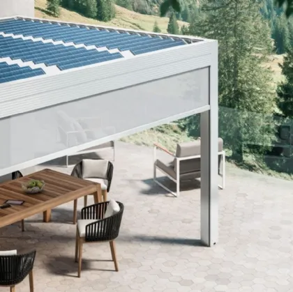 Pergola bioclimatica fotovoltaica addossata Energy di Gibus